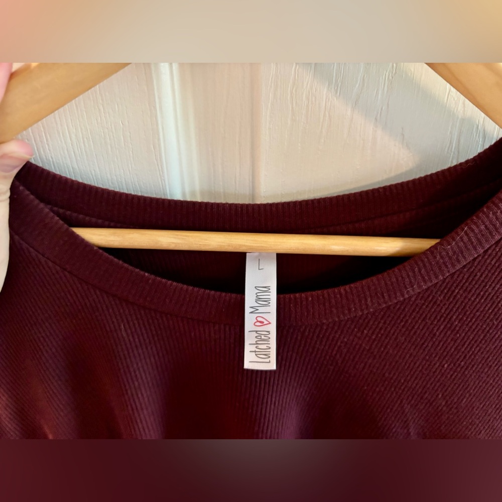 Latched Mama Ribbed Asymmetrical Tunic in Wine - Picture 4 of 6